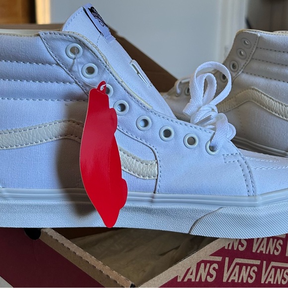 Vans White High-Top Sk8-Style Canvas Sneakers - Picture 2 of 4